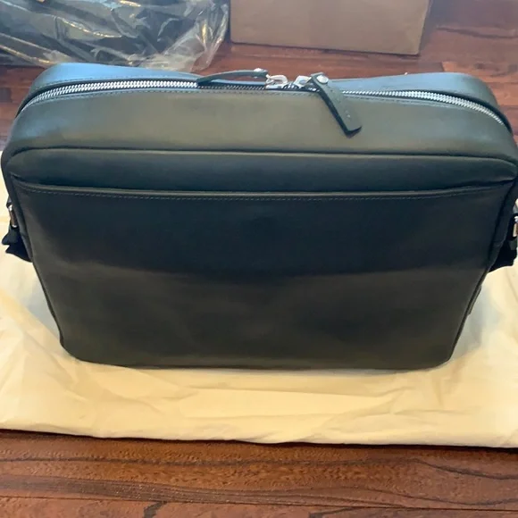 Shinola Top Zip Spruce Dark Green Leather Top Zip Messenger Bag - Picture 6 of 10